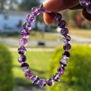 HQ Purple Fluorite Crystal Bracelet 8mm